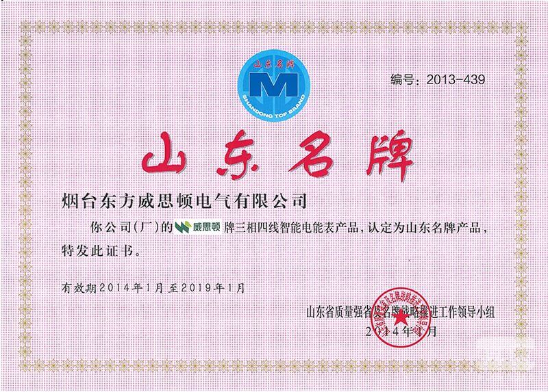 公司兩項產品榮膺“山東名牌”榮譽稱號